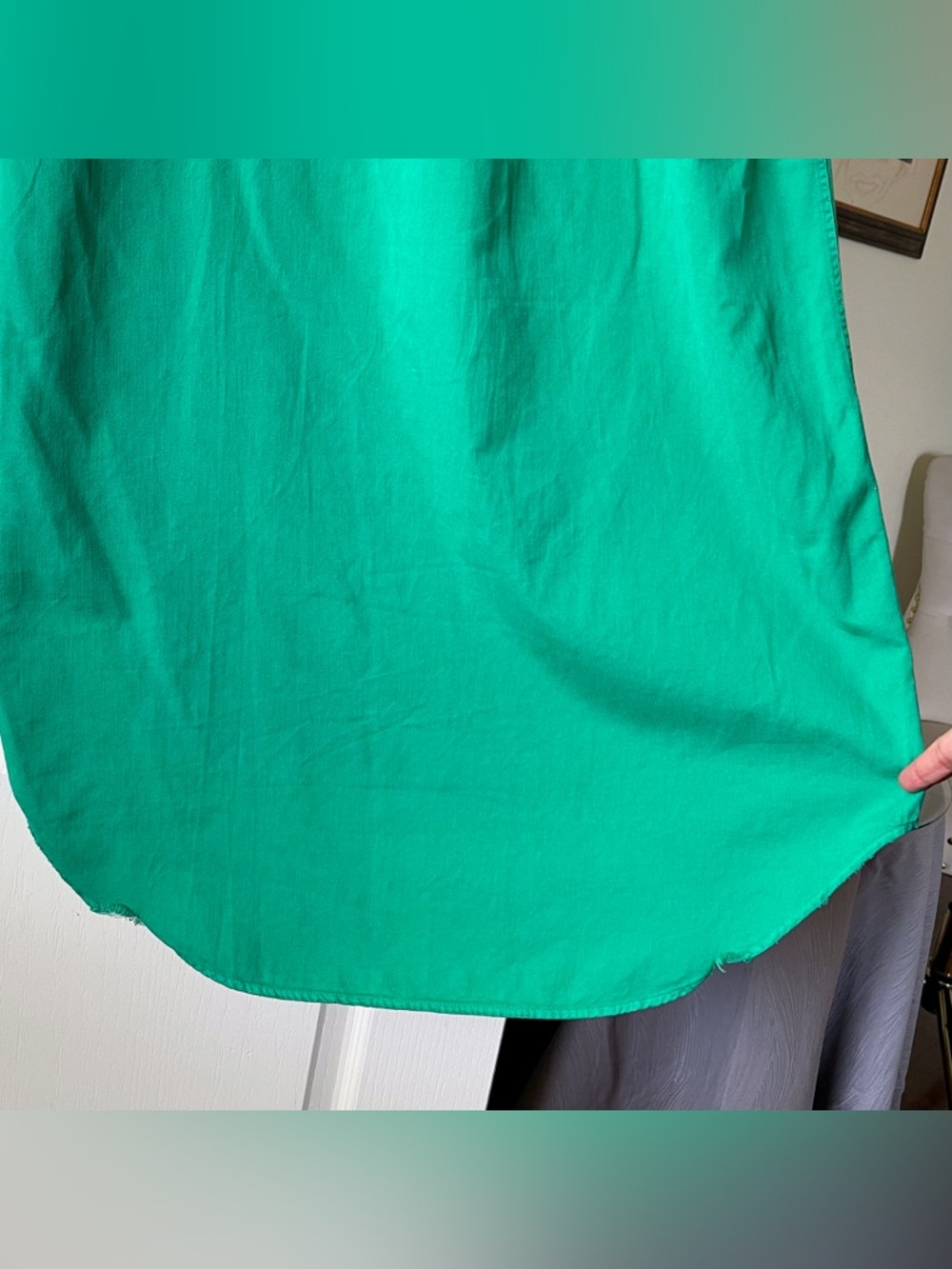 Frank & Eileen Rory Maxi Shirt Dress Cotton Kelly Green Button Down Large EUC - Picture 8 of 9